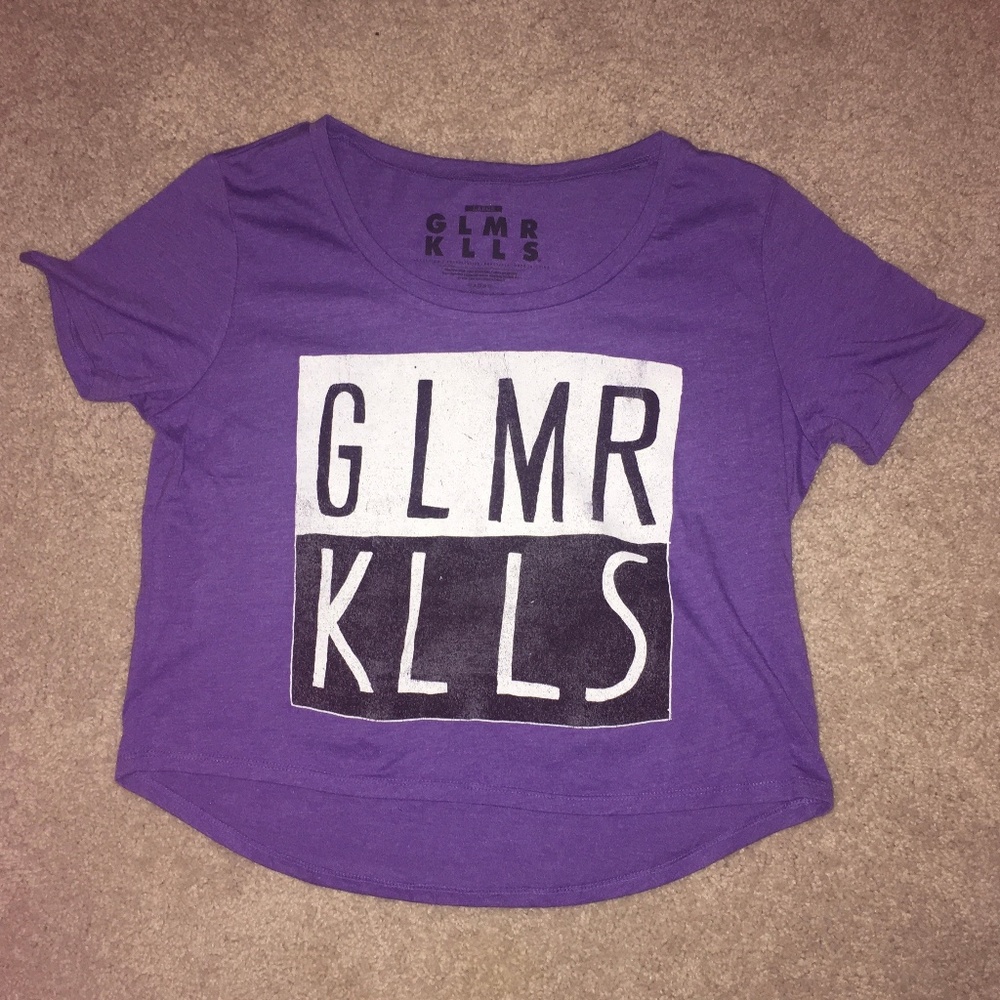 glamour kills purple t shirt crop top